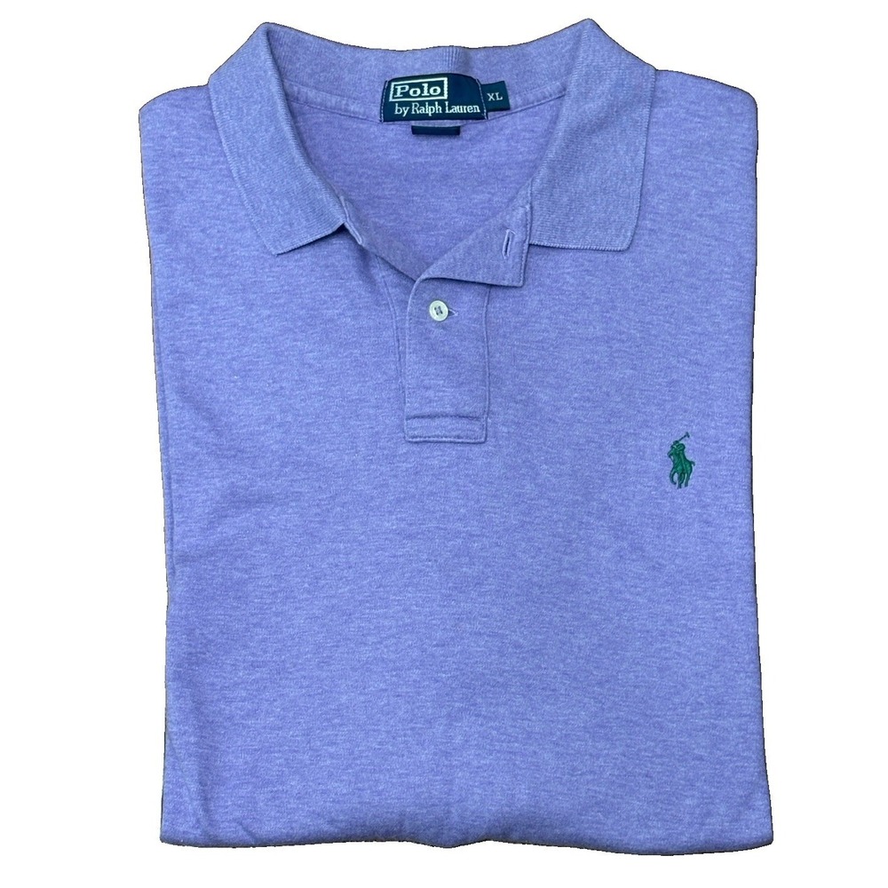 Polo Ralph Lauren Men's XL Short Sleeve Purple Polo Shirt Green Pony 100% Cotton